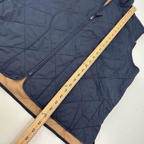 J. CREW Authentic Outerwear Men's Zip Up Quilted Vest XXL Blue Tan #742 - Picture 3 of 7